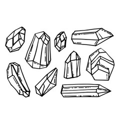 Set Of Pack Hand-draw Hand Crystals Doodle Clipart