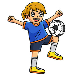 Soccer Girl Balancing Ball On Knee Clipart