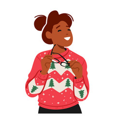 Woman In A Cozy Christmas Sweater Exudes Festive