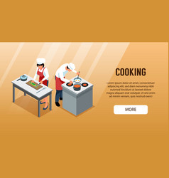 Cooking Isometric Horizontal Banner