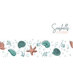 Cute Hand Drawn Sea Shells Seamless Border