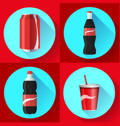 Soda Bottle Set With Red Lable Flat Icon