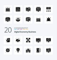 20 Digital Economy Business Solid Glyph Icon Pack