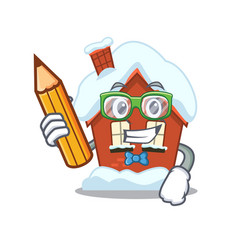 Winter House In Cartoon Shape Student Holding