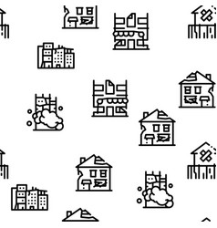 Broken House Building Seamless Pattern