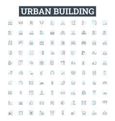 Urban Building Line Icons Set