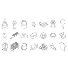 Baby Items Icons Set Outline