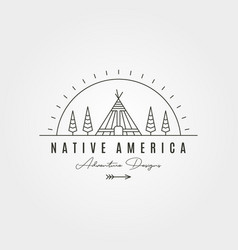 Native American Teepee Tent Logo Line Art