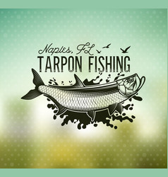 Tarpon Fishing Emblem On Blur Background