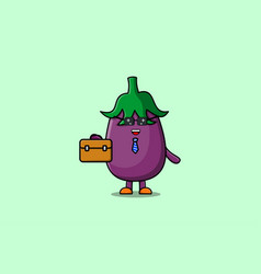 Cute Cartoon Eggplant Businessman