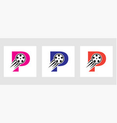 Letter P Film Logo Concept With Film Reel