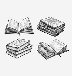 Cartoon hand drawn stack of books Royalty Free Vector Image