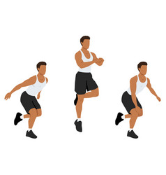 Man Doing Single Or One Leg Hops Or Jumps Exercise