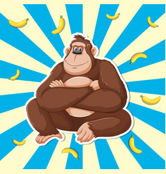 A Happy Gorilla Surrounded By Bananas