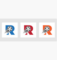 Letter R Film Logo Concept With Film Reel