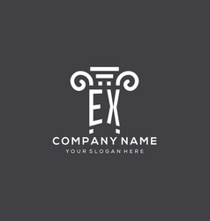 Monogram Ex Logo For Law Firm With Pillar Icon In