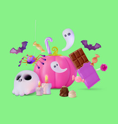 3d Happy Halloween Trick Or Treat Concept Cartoon