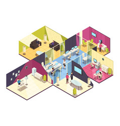 Isometric Office Building Interior