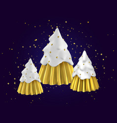 Christmas Tree 3d White Gold Decoration Glitter