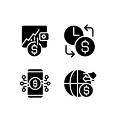 Daily Cash Flow Black Glyph Icons Set On White