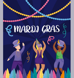 People With Mardi Gras Hats Design