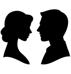 Silhouette Cameo Man And Woman Portrait In Profile