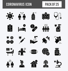 25 Coronavirus Glyph Icon Pack