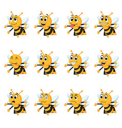 Bee with different facial expressions Royalty Free Vector