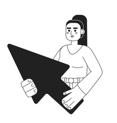 Female User With Arrow Cursor Black And White