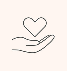 Hand With Heart Icon Donation Concept