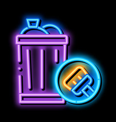 Rubbish Trash Can Neon Glow Icon