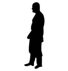 Silhouette Man Stands Sideways