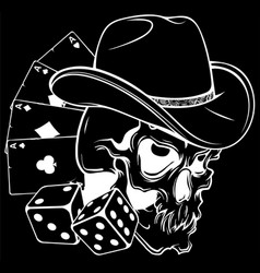 White Silhouette Cowboy Skull With Poker Ace