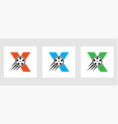 Letter X Film Logo Concept With Film Reel