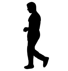 Isolated Silhouette Man Walking Sideways