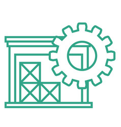 Outline Small Warehouse Icon With Gear Isolated