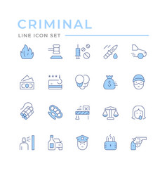 Set Color Line Icons Of Criminal