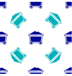 Blue Mine Coal Trolley Icon Isolated Seamless