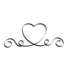 Calligraphic Flourish Heart Hand Drawn Vintage