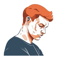 Sad Man In Profile View Looking Depressed