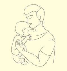 Father Holding A Small Child In His Arms Line