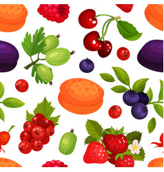 Fresh Ripe Berries Seamless Pattern Cherry