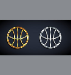 Gold And Silver Basketball Ball Icon Isolated On