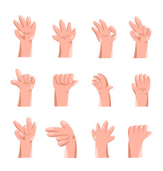 Hand Gesture In Cartoon Palm Set