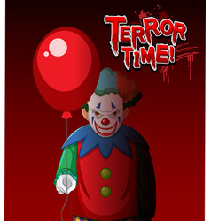 Terror Time Text Logo With Creepy Clown Holding