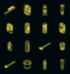 Hair Dye Icons Set Neon