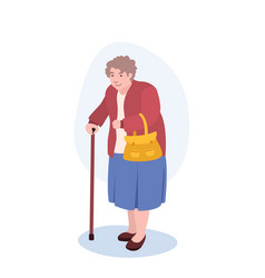 Old Lady With Cane Woman Bag Pensioner Stick