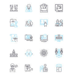 Online Training Linear Icons Set E-learning