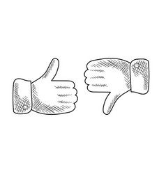 Thumbs Up And Down Flat Style Sketch