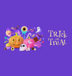 3d Happy Halloween Trick Or Treat Concept Ads